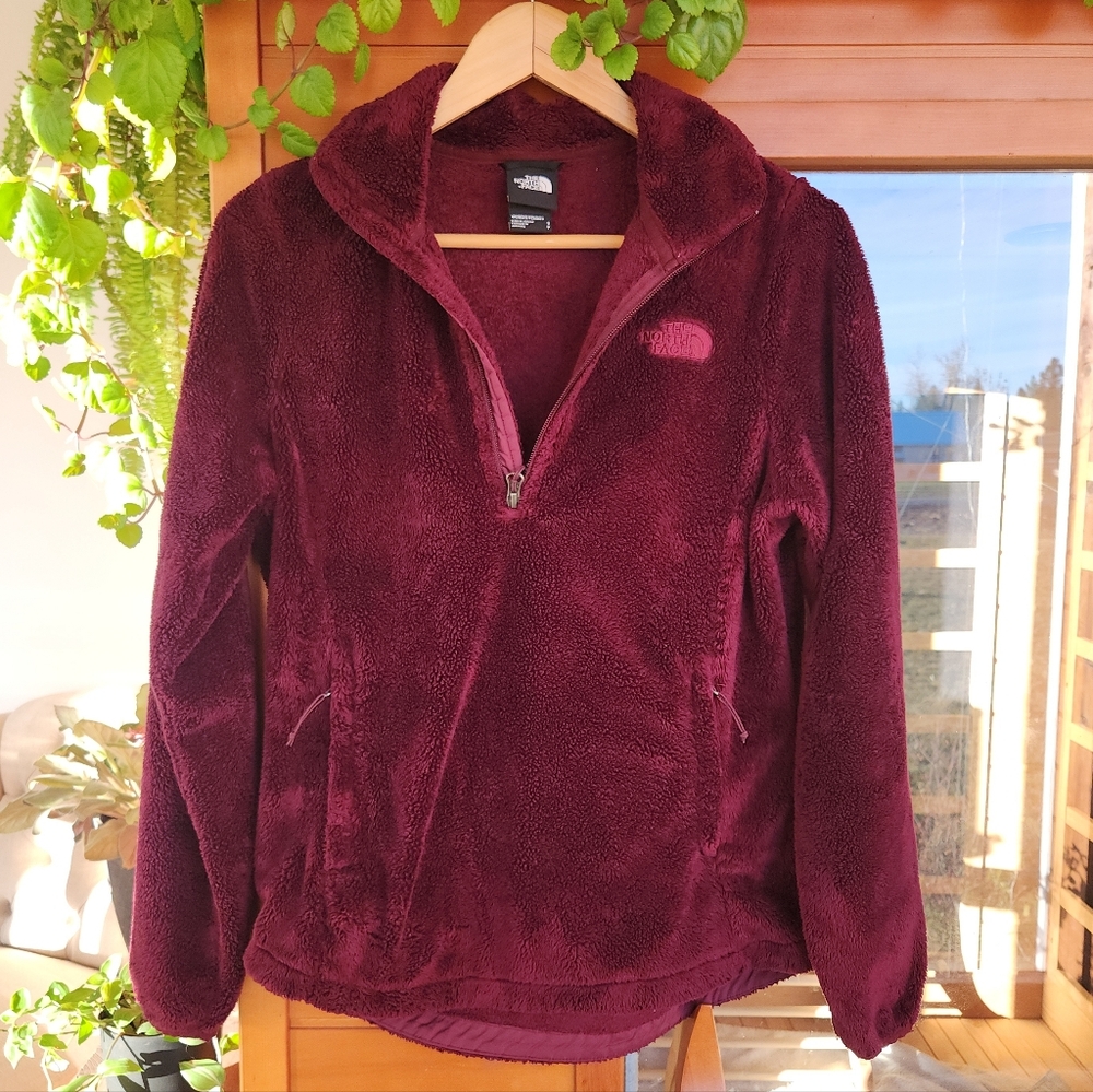 THE NORTH FACE Burgandy Wine Osito ¼ Zip Pullover, Soft Fleece Sweater Jacket S